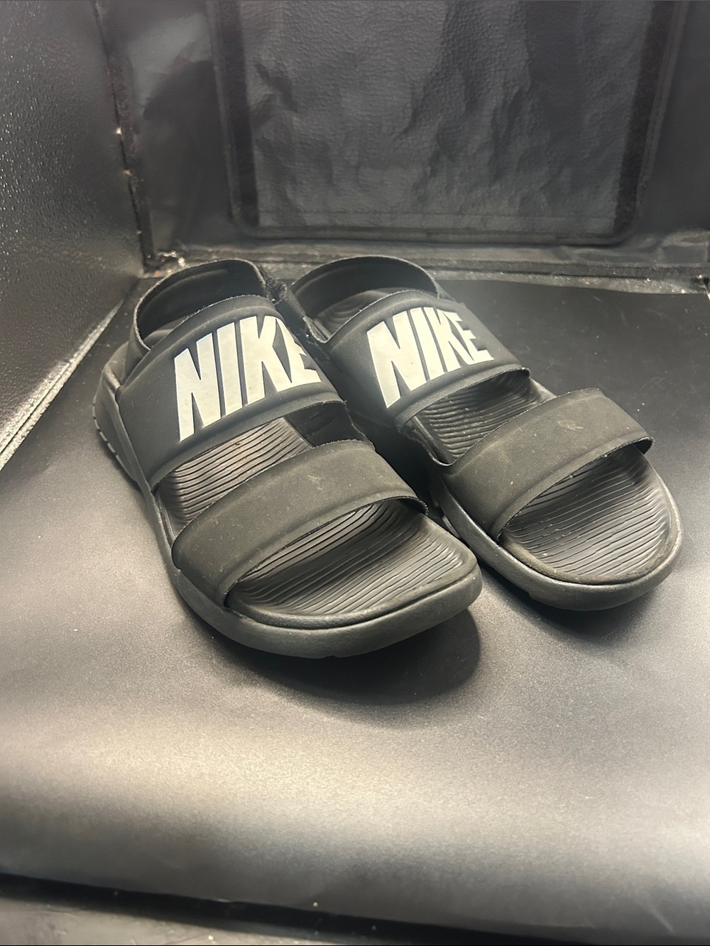 Nike Black Slide Sandals with White Logo